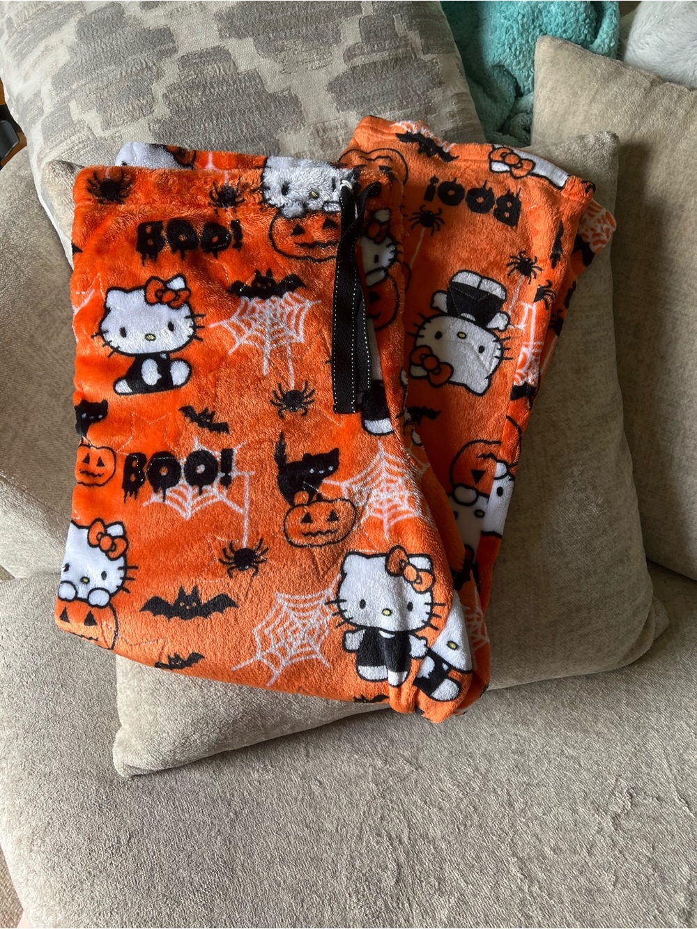 Hello Kitty Halloween plush fleece pajama pants